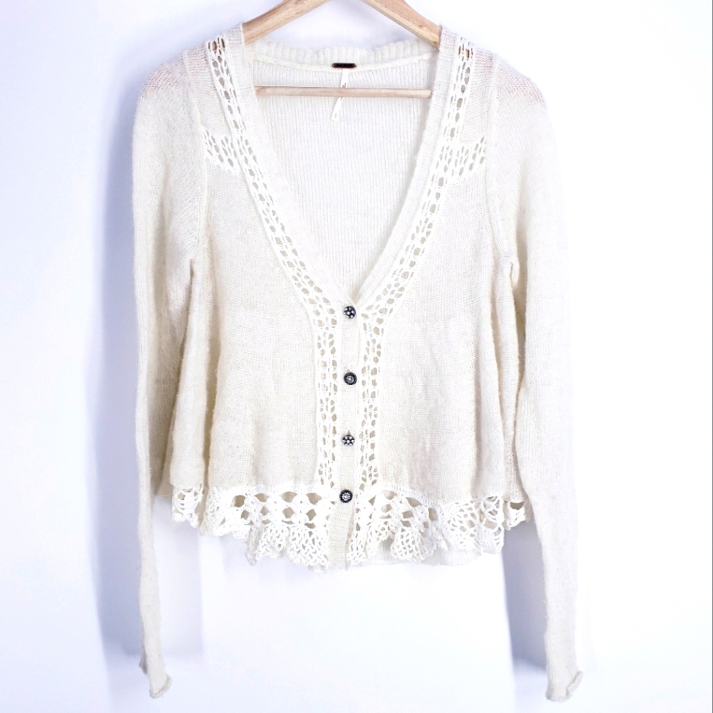 Free People Cream Cardigan Sweater